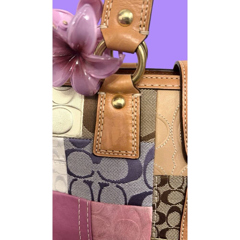 Coach Vintage Signature Patchwork Medium Satchel Pastel Turnlock Rare Y2K - Picture 6 of 10